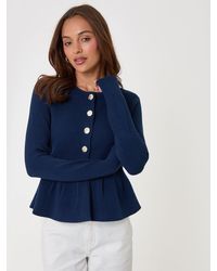 Threadbare - Crew Neck Peplum Cardigan - Lyst