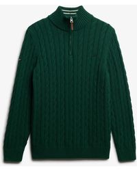 Superdry - Dark Preppy Cotton Cable Half Zip Jumper - Lyst