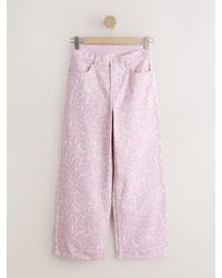 Next - Leopard Print Wide Leg Denim Jeans - Lyst