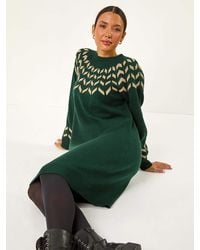 Roman - Chevron Printed Knit Dress - Lyst