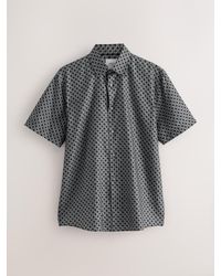Next - Regular Fit 100% Cotton Geometric Print Short Sleeve Smart Shirt - Lyst