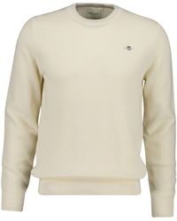 GANT - Micro Waffle Texture Cotton Crew Neck Knit Jumper - Lyst