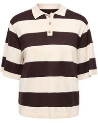 Jdy - Short Sleeve Stripe Knitted Polo With Button Detail - Lyst
