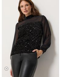 M Com - Sequin Velvet Chiffon Top - Lyst
