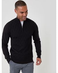 Threadbare - Diamond Cable Knit Quarter Zip Jumper - Lyst