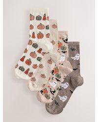 Next - Neutral Halloween Patterned Ankle Socks 4 Pack - Lyst