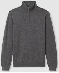 Reiss - Blackhall - Derby Grey Marl Merino Wool Half Zip Jumper - Lyst