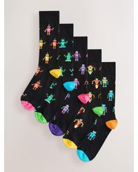 Next - Neon Robots Pattern Socks 5 Pack - Lyst