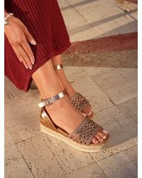 Linzi - Sundown Handwoven Espadrille Flatform Sandals - Lyst