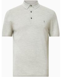 AllSaints - Allsaints Mode Merino Wool Short Sleeve Polo Neck Jumper - Lyst