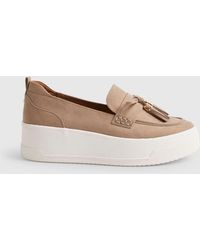 River Island - Faux Suede Platform Fringe Loafer - Lyst
