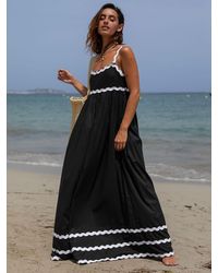 South Beach - Monochrome Cotton Ric Rac Detail Maxi Dress - Lyst