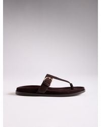 The Set - Premium Toe Thong Footbed Sandals Suede - Lyst