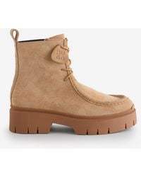 HUGO - Kris Suede Chunky Lace-Up Ankle Boots - Lyst