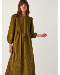 Monsoon - Joyce Pintuck Embroidered Corduroy Midi Dress - Lyst