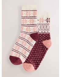 Next - Berry/ Fairisle Cosy Ankle Socks 2 Pack - Lyst