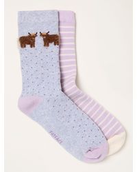 FatFace - Fatface 2 Pairs Of Highland Cow Welly Socks - Lyst