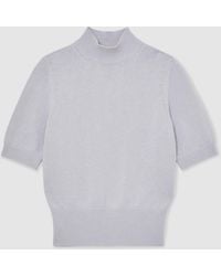 Reiss - Aria Cotton And Wool Funnel-Neck Knit Top - Lyst