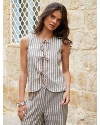 Threadbare - Tie Front Linen Blend Waistcoat - Lyst