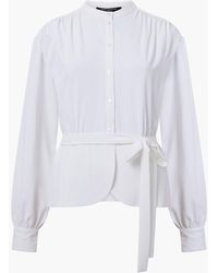 French Connection - Arezzo Long Sleeve Waist Tie Shirt - Lyst