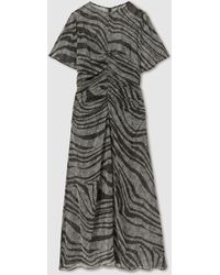 Reiss - Animal Printed Midi Dress - Lyst