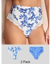 Next - Lace Trim High Rise High Leg Knickers 2 Pack - Lyst
