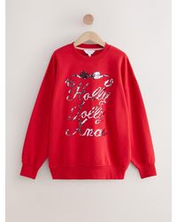 Next - Sequin Holly Jolly Christmas Graphic Long Sleeve Sweatshirt - Lyst