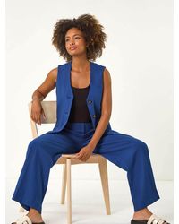 Roman - Smart Twill Wide Leg Pocket 100% Cotton Trousers - Lyst