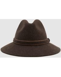Reiss - Chocolate Melange Frankie Wool-Felt Fedora Hat - Lyst