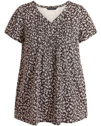 Evans - All Over Print Short Sleeve Henley Top - Lyst