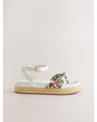 Next - Raffia Knot Detailing Toe Thong Sandals - Lyst