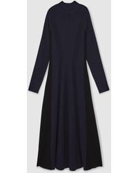 Reiss - Zaya Petite Knitted Contrast-Panel Midi Dress - Lyst