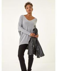 Roman - Animal Print Eyelet Back Knit Jumper - Lyst