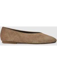 Reiss - Amelia Leather Rounded-Point Toe Ballet Flats - Lyst