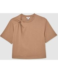 Reiss - Esme Cotton Twist-Detail Boxy T-Shirt - Lyst