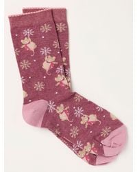 FatFace - Fatface Berry Christmas Mouse Socks - Lyst