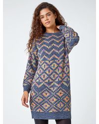 Roman - Geometric Print Jacquard Jumper Dress - Lyst