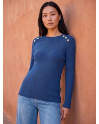 Roman - Button Detail Rib Knit Jumper - Lyst