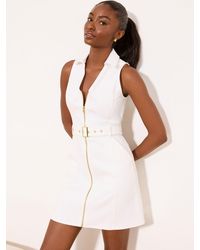 Lipsy - Zip Through Denim Halter Mini Dress - Lyst