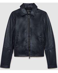 Reiss - Ink Sorina Leather Zip-Through Moto Jacket - Lyst