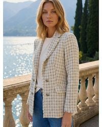 Roman - Cream Boucle Frayed Edge Jacket - Lyst