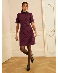 Love & Roses - Petite Flocked Spot Short Sleeve Mini Dress - Lyst