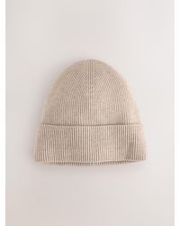 Next - Neutral Supersoft Fine Knitted Beanie - Lyst