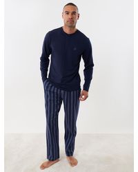 Threadbare - Stripe Cotton Rich Top & Flannel Trousers Pjyamas Set - Lyst