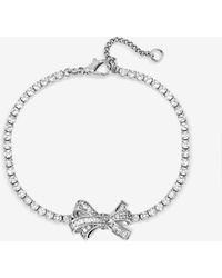 Jon Richard - Rhodium Plated Cubic Zirconia Bow Tennis Bracelet - Lyst
