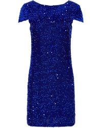 M Com - Petite Velvet Sequin Shift Dress - Lyst