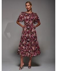 Jolie Moi - Frill Detail Chiffon Midaxi Dress - Lyst