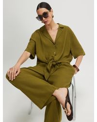 River Island - Short Sleeve Tie Front Linen Blend Shirt - Lyst