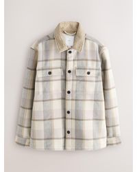 Next - Check Borg Lined Shacket - Lyst