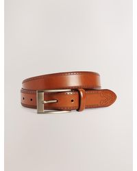 Next - Signature Leather Brogue Belt Made - Lyst